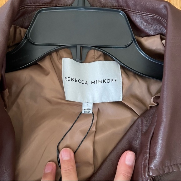 NEW Rebecca Minkoff Maxi Trench Faux Leather Coat Mahogany RM-214 Size Large NWT - Picture 6 of 7